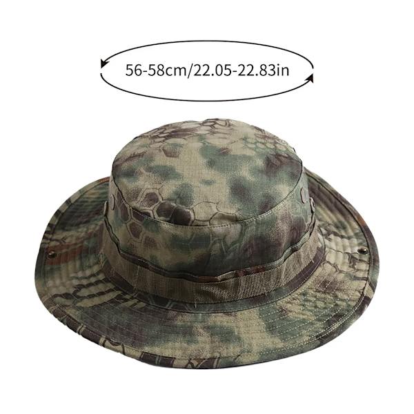 Solhatt, floppy hatt, fiskarhatt, kamouflage fiskarhatt, buskehatt med hakrem, huvudomkrets 56-58cm, färgglad #8