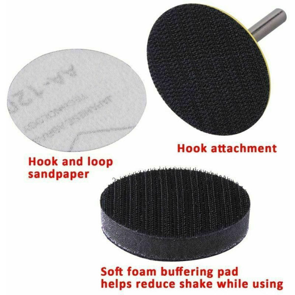 longziming 2 tum sandpapper flocking sandpapper set slipning polering papper pad 200 stycken sandpapper set + svamp pad slipbord