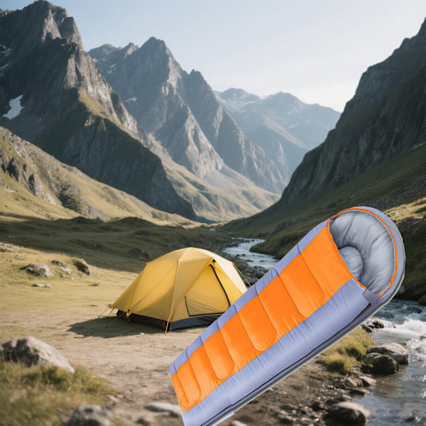 Sovsäck för vuxna för vintern, tjock och varm, utomhuscamping, resor, bergsklättring, portabel och smutsavvisande, campingsovsäck Gray with orange 0.95KG （180+30）*75cm适宜温度20℃
