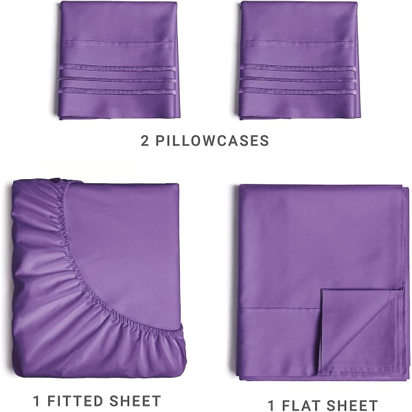 California King Size Lakanuppsättning - Andningsbara & Kylande Lakan - Hotell Lyx Sängkläder - Extra Mjuka - Djupa Fickor - Lätt Passform - 4 Delar Set - Rynkfri