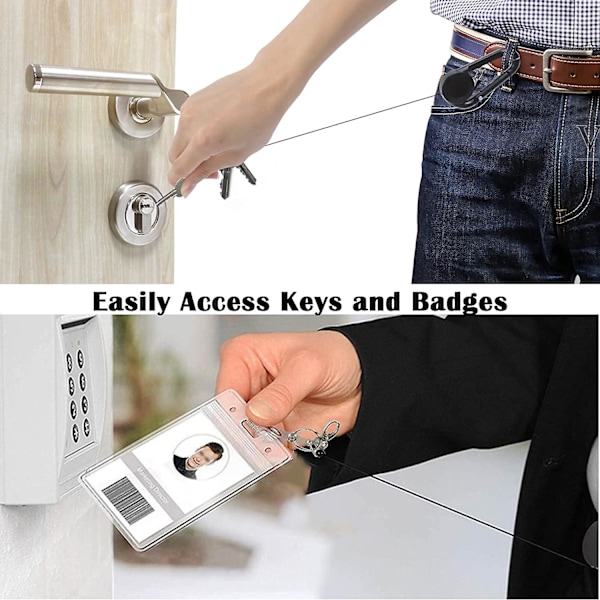 Retractable Keyring Id Card Holder - Extendable Keychain With Belt Clip, Badge Reels(black,3pcs)（Pink）
