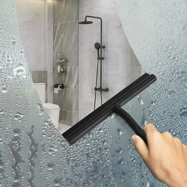 Duschskrapa set med hållare, badrumsskrapa, silikonskrapa för fönster, duschväggsspegel utan ränder, skrapa och fönsterset 21 cm