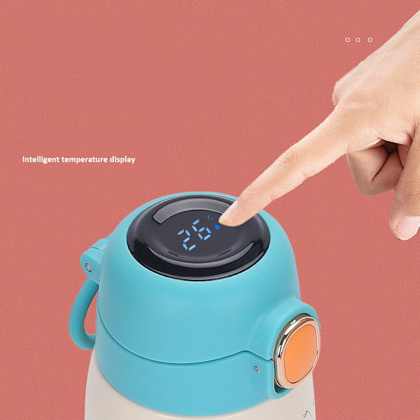 Temperaturdisplay Bärbar Rostfritt Stål Isolerad Vattenkopp Gul 320ml