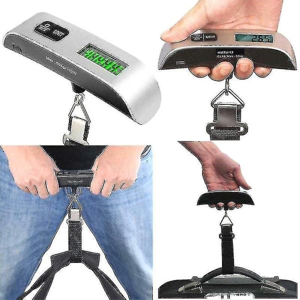 Bärbar digital bagagevåg 110lb/50kg, temperatursensor, LCD-display