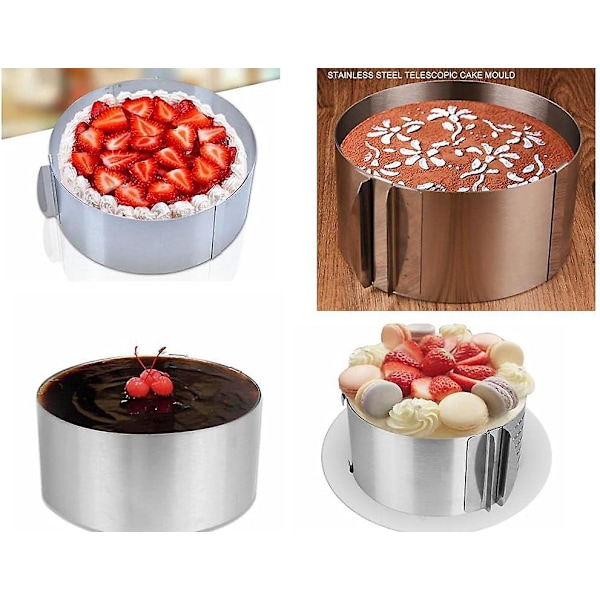 Kakeringer for baking, traktformet kakeringsform, justerbar 6-12 tommers rustfritt stål rund sl