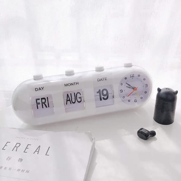 Kvarts väckarklocka datum timer batteridriven kalender skrivbordsdisplay flip digital