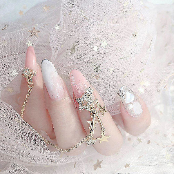 Nagelkedja Mode Nagel Strass Nagelkonst Smycken