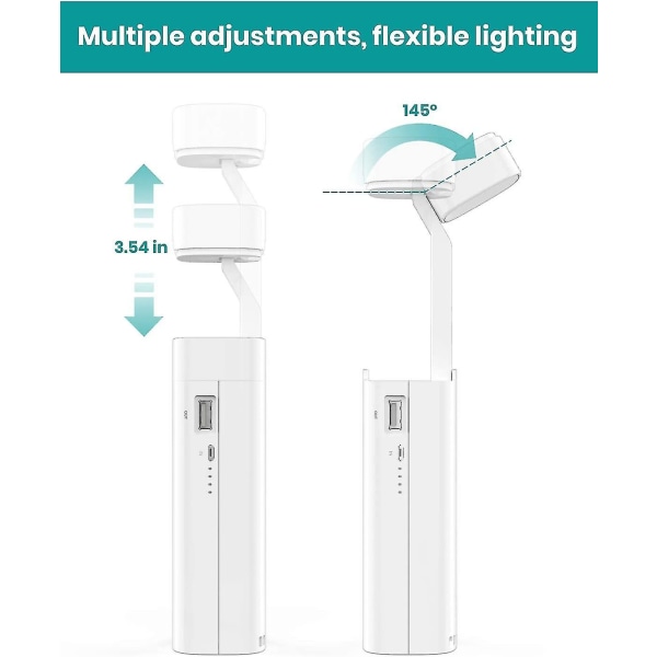 2023 - Bærbar Led-bordslampe, sammenleggbar trådløs lampe med oppladbart batteri 5 i 1 skrivebordslampe/natt