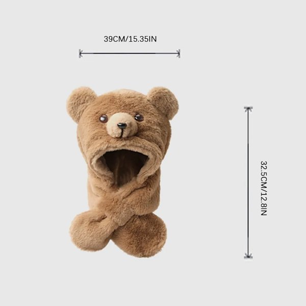 2 i 1 vintermössa halsduk set för barn, varm mössa, björnöronmössa, balaclavamössa, mössa för flickor och pojkar, beige