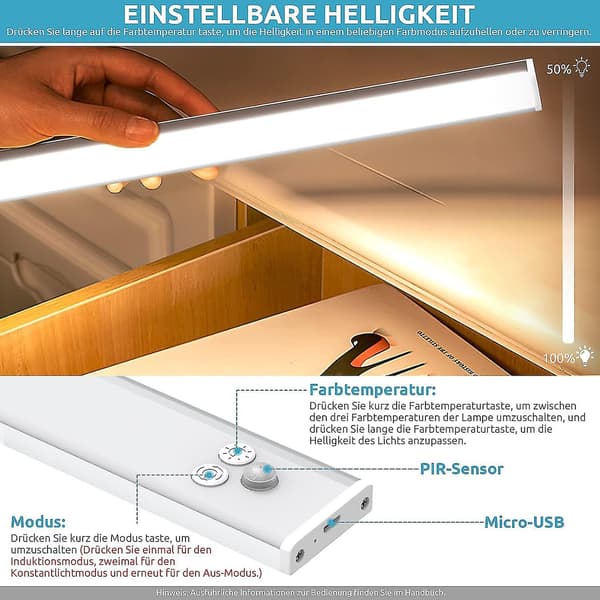 Ny LED-sensorlys, skaplys med bevegelsessensor, 3 fargemoduser USB-gave