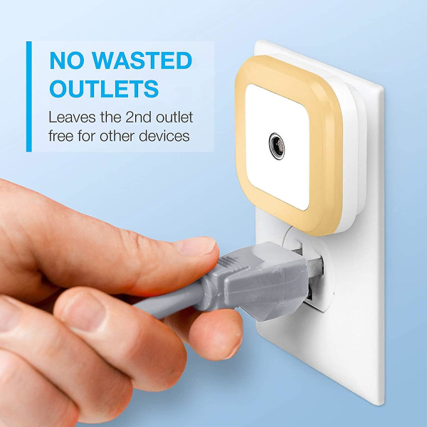 Nattlys Plug-in [6-pakning] Smart Dusk To Dawn Sensor, Automatiske nattlys, Varm hvit