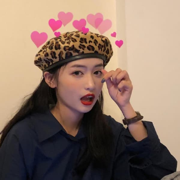 Höst Vinter Vintage Dam Leopard Print Varm Mössa Mössa Slouch Beret Hat