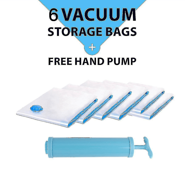 Vakuum opbevaringsposer med håndpumpe - Jumbo, 6 stk.