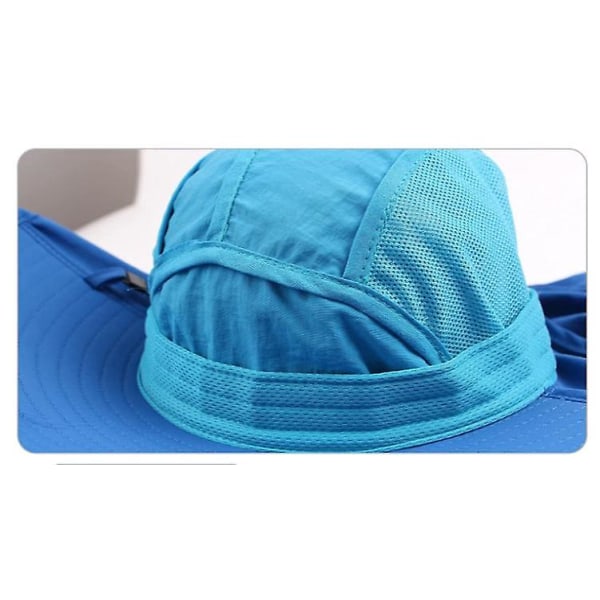 Aurinkohattu lasten niskan suojaamiseen, kalastushattu leveällä reunalla, säädettävä cap Upf 50+, cap ympärysmitta 52-56 cm (sininen + tummansininen)