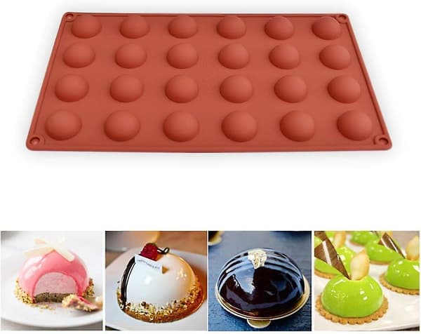 Mini 24-Cavity Semi Sphere Silicone Mold, 3 Packs Baking Mold for Making