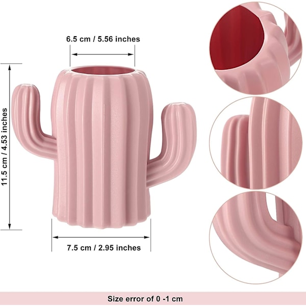 2-pakning kaktus pennholder Kaktus pennholder Blyantboks Skrivebordsutstyr Pennholder Pennholder Student Multifunksjonell oppbevaringsboks Kontor (Rosa)