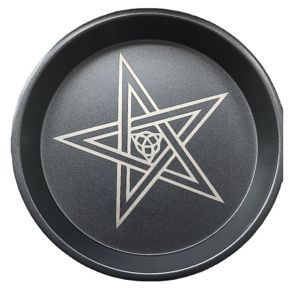 Pentagram Och Triple Moon Altar Ritual Brinnande Ljushållare Tallrik Skål - Diameter 7" Höjd 0,8" Kolstål Erbjudande Rökelse Brinnande Platt Skål För