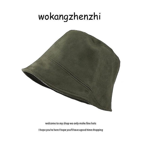 Sydkorea Ins Höst Och Vinter Solid Fär Mocka Fiskarehatt Kvinnlig Nisch Designer Ansikte Liten Bassäng Kepss Bucket Hat（Grå）