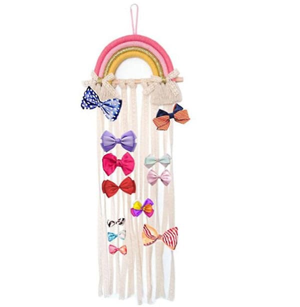Hårklämmor Förvaring Flickor Diy Hårband Förvaring Boho Vägg Hängande Regnbåge, Heminredning