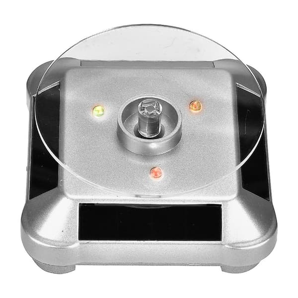 Solcells- och batteridriven roterande smyckeshållare displaybricka roterande bas (silver)