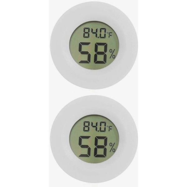 2-pack minitermometer och hygrometer för kyl och frys Elektronisk hygrometerdetektor inomhustemperatur Fuktighet UD01 Vit