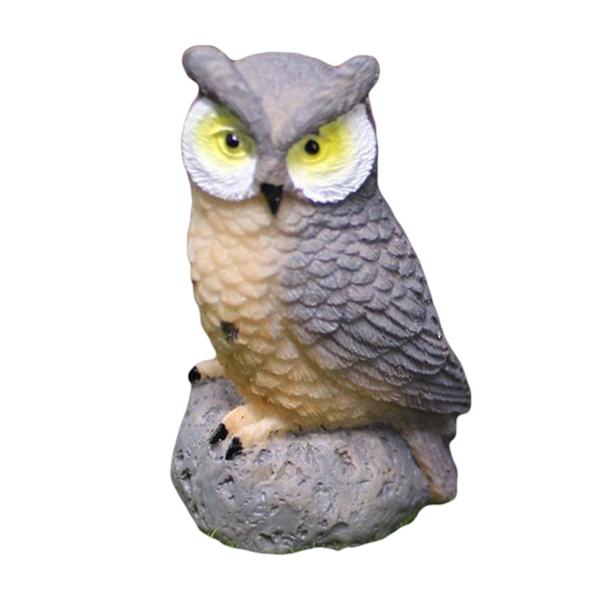 Miniatyr Ugle Resin Miniatyr Fugler Til Bonsai Håndverk Hjemmeinnredning Mikro Landskap Grå