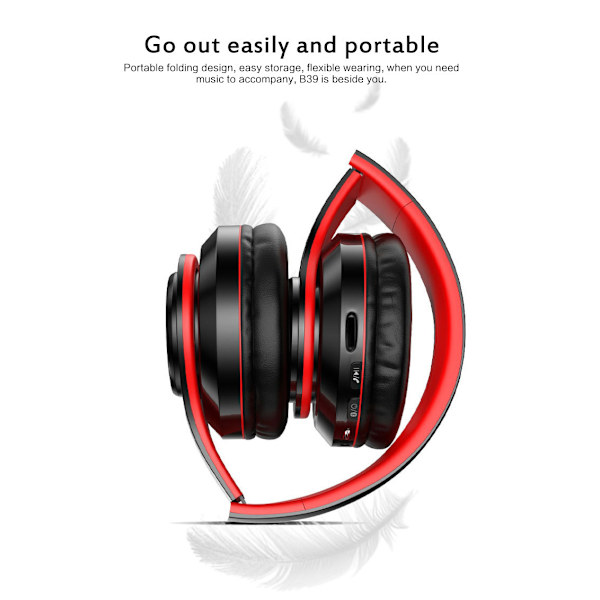 Hopfällbara Bluetooth-hörlurar med belysning Svart