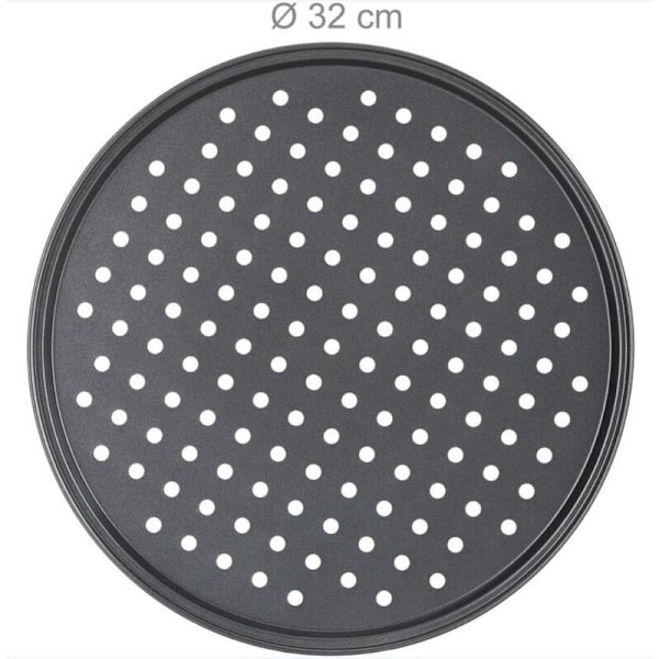 Perforerad pizzapanna, Non-Stick pizzapanna med solid bas - Diameter 32cm, 2-pack