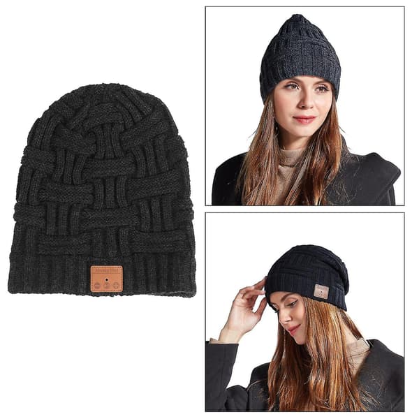 Blød Bluetooth strikket hue vaskbar strikkehue cykel stereo cap hatte