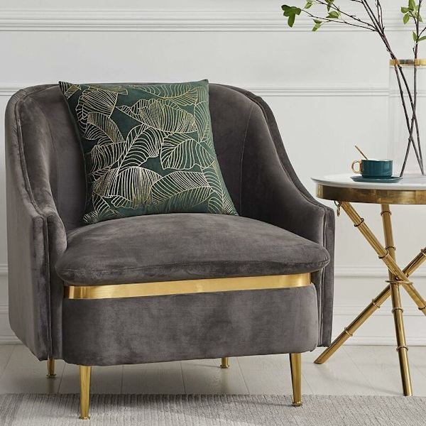 Kuddfodral 50x50cm Sammet Guld Blad Kuddfodral Grönt Dekorativt Kuddfodral Överkast Kudde för Soffa Sovrum Vardagsrum Set om 2