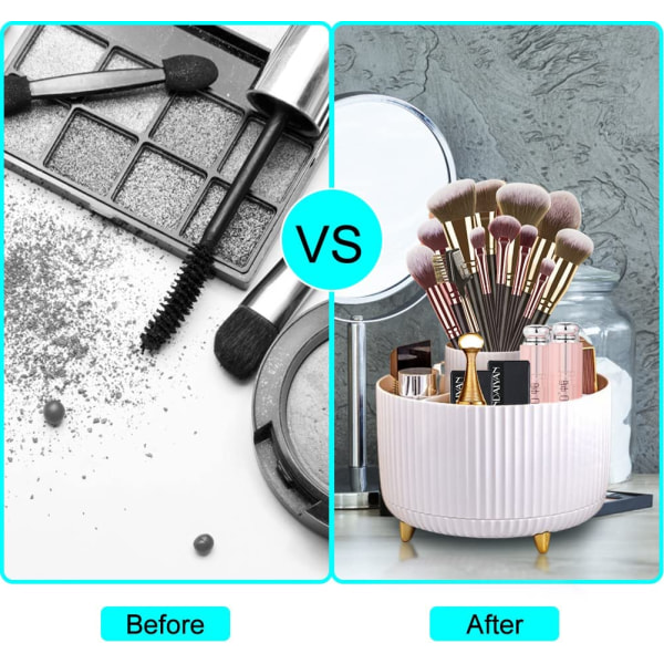 360° Roterande Makeup Brush Organizer Kosmetikhållare (Vit) Vit