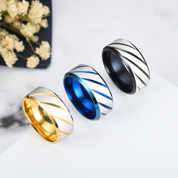 Blårandig ring för män och kvinnor Guld 10#