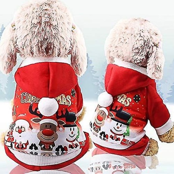 Hundekatt Hoodie Frakk Vinterhøst Varm Kjæledyr Jul Bomull Hundeklær Med Knapp Utendørs Hund Hopp