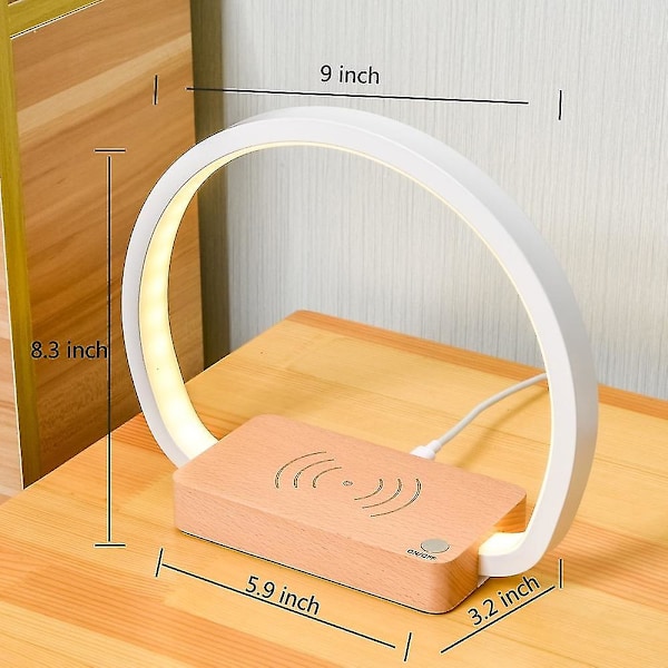 Nattbordslampe Trådløs Lader, 3W Bordlampe med Berøringslader med USB-port, LED-Skrivebordslampe, Mobil