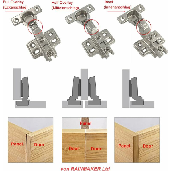 90 graders full overlay 26mm mjukstängande minihängslen med hydraulisk dämpare Självstängande dämpare gångjärn för dörrskåp 10 st