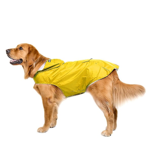 Hunde Regnfrakke, Oversized Hætte Hunde Regnfrakke, Vandtæt Hunde Regnfrakke med Reflekterende Striber (3XL,)