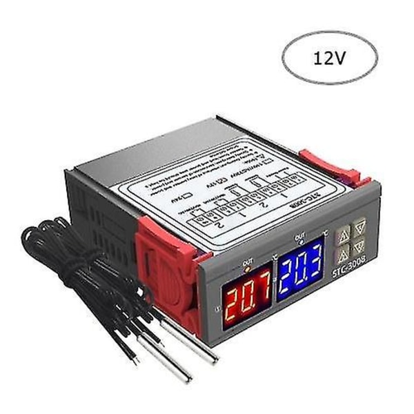 Dc 12v Dobbel Digital Display Termostat Temperaturregulator Temperaturkontroller