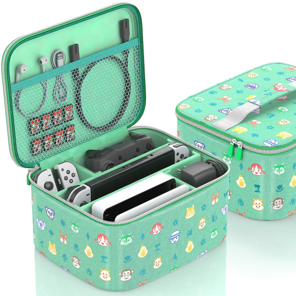 Vattentät väska med stor kapacitetsbrytare Skyddande case för Nintendo Switch-konsol Spelplatta Kabeltillbehör Switch-väska grön