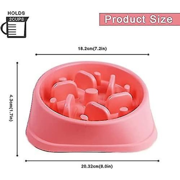 Långsam utfodring hund långsam matare skål halkfri design rolig interaktiv utfodring hundar (rosa)