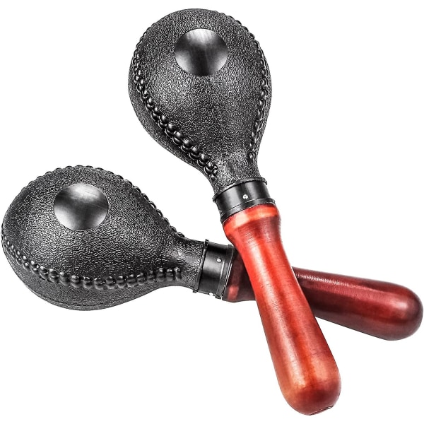 1 Pair Of Black Wooden Handle Maracas, Sand Hammer Percussion Vibrator Rattles For Beginners And Professionals