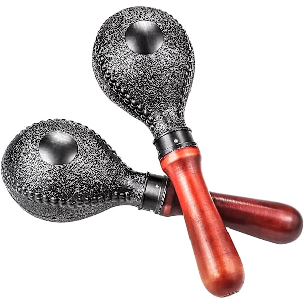 1 par sorte træhåndtag maracas, sandhammer slagvibrator rasler til begyndere og professionelle