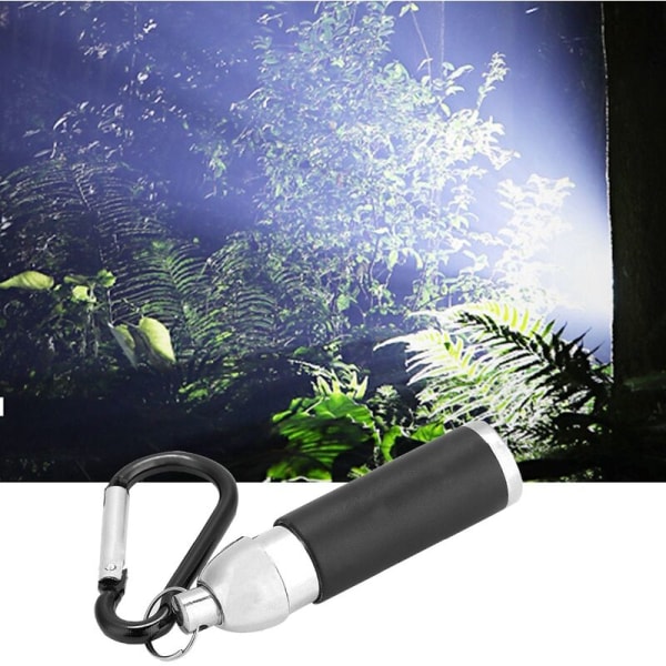 Användbar färgglad bärbar aluminiumlegering Mini LED Ficklampa Ficklampa Nyckelring (svart)