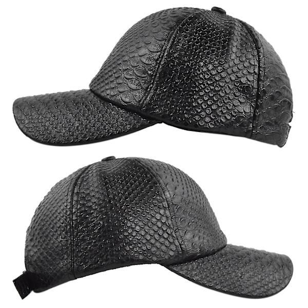 Læder Baseball Cap - Unisex Casual Dad Hat Justerbar Rem Dame Herre