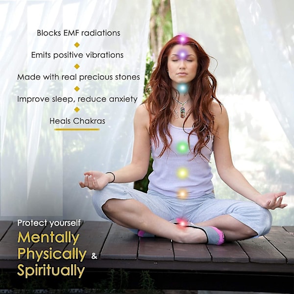 7 Chakra Halskjede Håndlaget Helbredende Orgone Anheng Krystall Halskjede Spirituelt Med Justerbar Snøring For Menn Kvinner Positiv Energi, Meditasjon, Chakra Cr