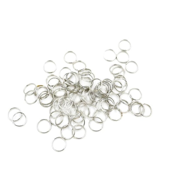 100 stk. Splintringe 10 mm utvendig diameter Nøkkelring i rustfritt stål for håndverk