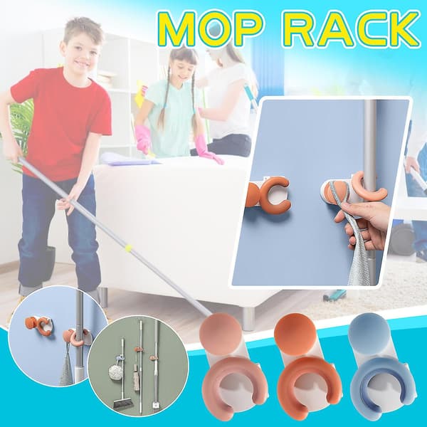 Vægmonteret moppeholder til kost og moppe