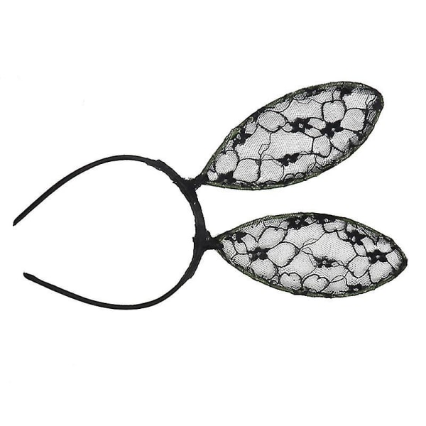 Rabbit Ear Headband Sexy Lace Hair Band Headwear Women Hair Accessories Bunny Ears Girls Hair Hoop(black)