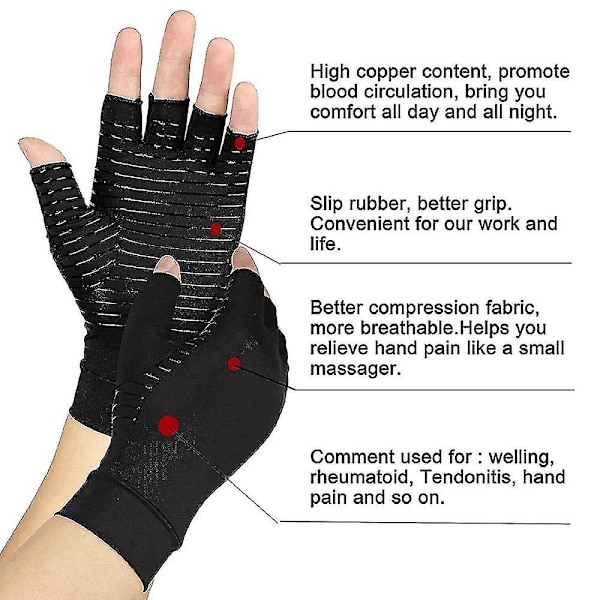Artritkompressionhandskar Kopparfiber Komfort Artrit Handskar För Reumatoid Artrit Karpal T