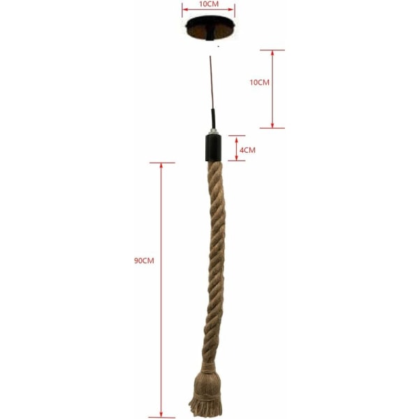 Pendelljus Ljuskrona Hampa Rep Industriell Taklampa för Hem Vardagsrum Balkong Restaurang (Vanligt, 100 cm)