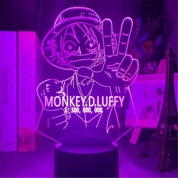 Anime One Piece Luffy Figur Akryl 3d Nattljus Led Luminaria Bordslampa 7 färger Touch Light Heminredning Födelsedagspresenter7